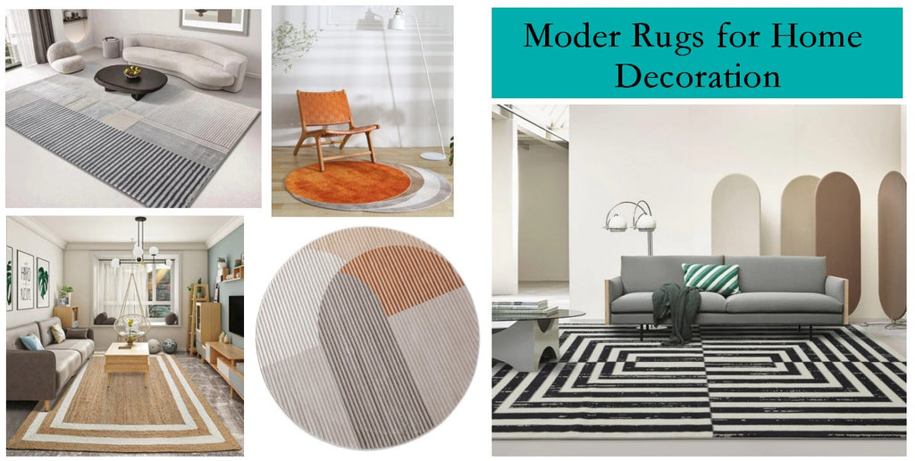 Living Room Large Modern Rugs, Grey Modern Rugs, Geometric Modern Rugs, Circular Modern Rugs, Contemporary Modern Carpets in Dining Room