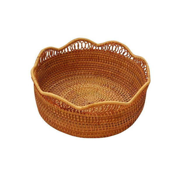 Round Storage Basket, Rattan Storage Basket for Shelves, Kitchen Storage Baskets, Woven Storage Baskets for Dining Room-Paintingforhome