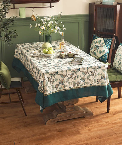 Extra Large Modern Rectangle Tablecloth Ideas for Dining Table, Flower Pattern Farmhouse Table Cloth, Outdoor Picnic Tablecloth, Rustic Square Tablecloth for Coffee Table-Paintingforhome