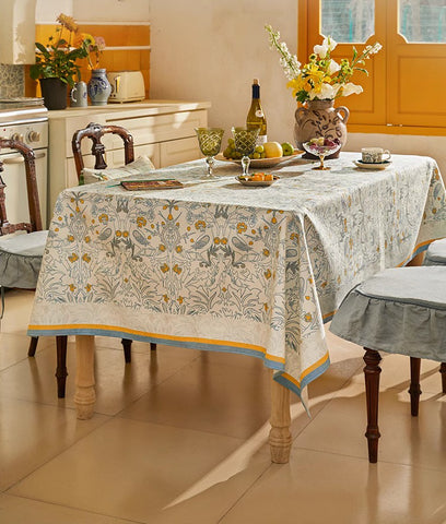 Rabbit Pigeon Pattern Table Covers for Round Table, Large Modern Rectangle Tablecloth for Dining Table, Farmhouse Table Cloth for Oval Table, Square Tablecloth for Kitchen-Paintingforhome