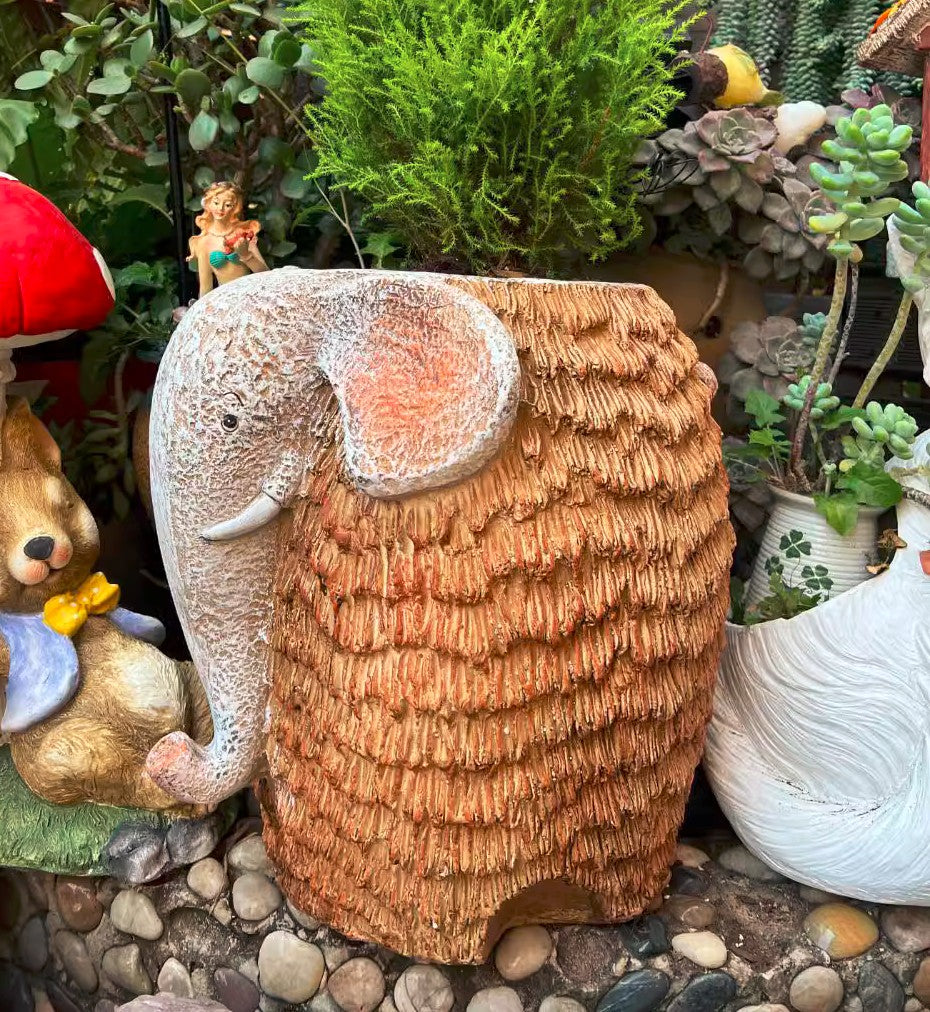 large elephant plant pot Large Elephant Flowerpot, Modern Animal Statue for Garden Ornaments, A – Paintingforhome