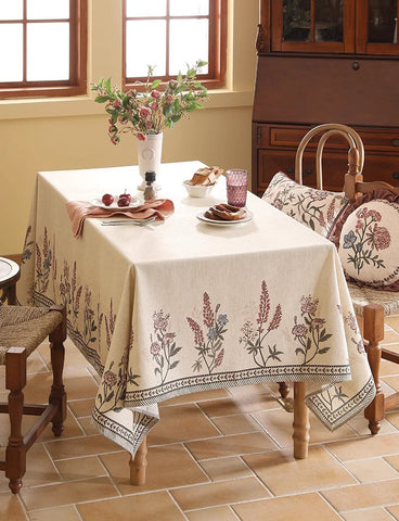 Extra Large Modern Tablecloth, Spring Flower Rustic Table Cover, Beautiful Rectangle Tablecloth for Dining Table, Square Linen Tablecloth for Coffee Table-Paintingforhome