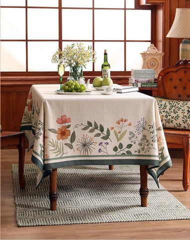Rectangle Tablecloth for Dining Table, Extra Large Modern Tablecloth, Spring Flower Rustic Table Cover, Square Linen Tablecloth for Coffee Table-Paintingforhome