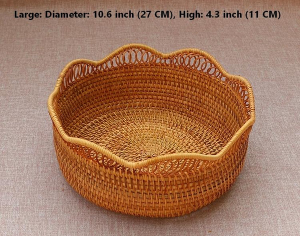 Round Storage Basket, Rattan Storage Basket for Shelves, Kitchen Storage Baskets, Woven Storage Baskets for Dining Room-Paintingforhome