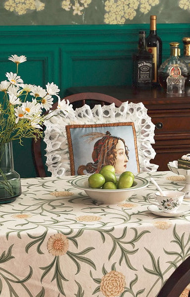 Spring Flower Farmhouse Table Cloth, Wedding Tablecloth, Modern Rectangle Tablecloth Ideas for Dining Table, Square Tablecloth for Coffee Table-Paintingforhome