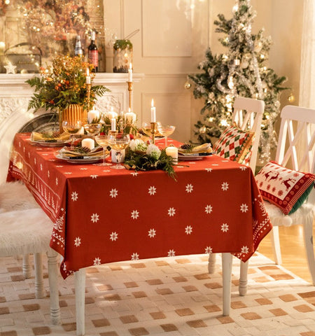 Extra Large Modern Rectangular Tablecloth for Dining Room Table, Christmas Edelweiss Table Covers, Square Tablecloth for Kitchen, Large Tablecloth for Round Table-Paintingforhome