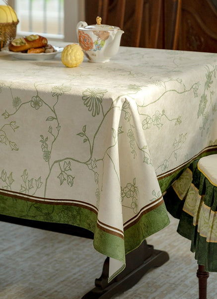 Spring Green Flower Table Covers, Large Modern Rectangle Tablecloth for Dining Table for Round Table, Farmhouse Table Cloth for Oval Table, Square Tablecloth for Kitchen-Paintingforhome