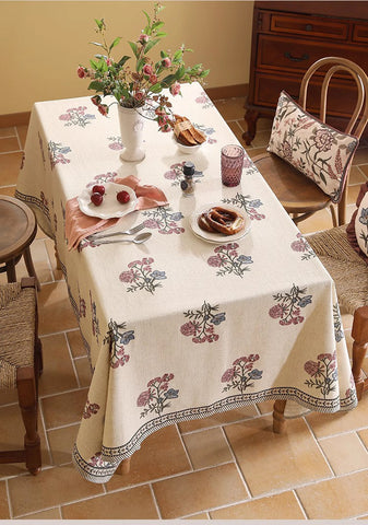 Rectangle Tablecloth for Dining Table, Beautiful Large Modern Tablecloth, Spring Flower Rustic Table Cover, Square Linen Tablecloth for Coffee Table-Paintingforhome