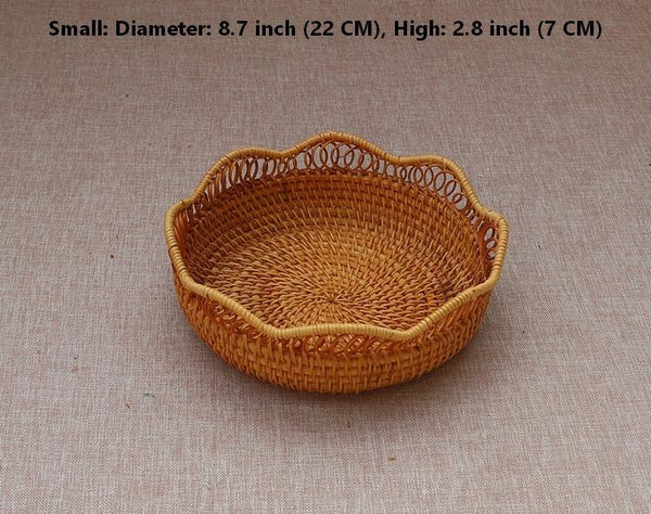 Round Storage Basket, Rattan Storage Basket for Shelves, Kitchen Storage Baskets, Woven Storage Baskets for Dining Room-Paintingforhome