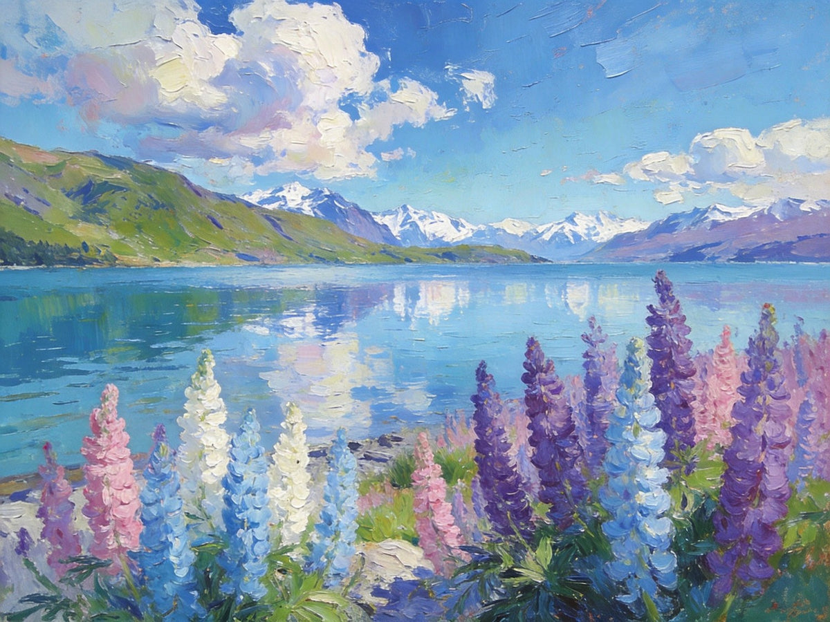 Heavy Texture Oil Paintings, New Zealand's Lake and Mountain Magic