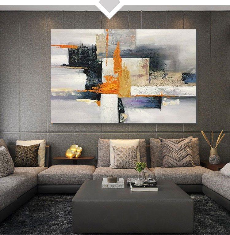 Modern Paintings for Living Room, Abstract Acrylic Painting, Hand