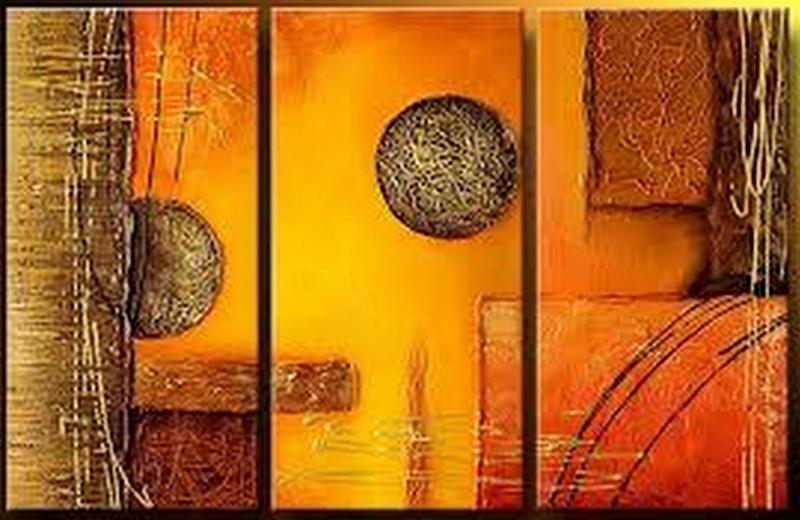 Abstract Painting, Heavy Texture Acrylic Painting, 3 Piece Art