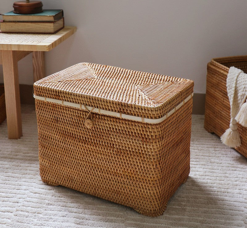 Oversized Storage Baskets for Bedroom, Rectangular Woven Storage