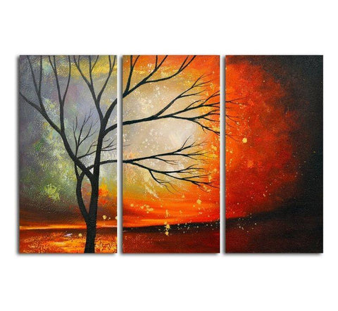 Acrylic Painting on Canvas, Hand Painted Wall Art Paintings, Tree of Life Painting, Large Paintings for Bedroom-Paintingforhome