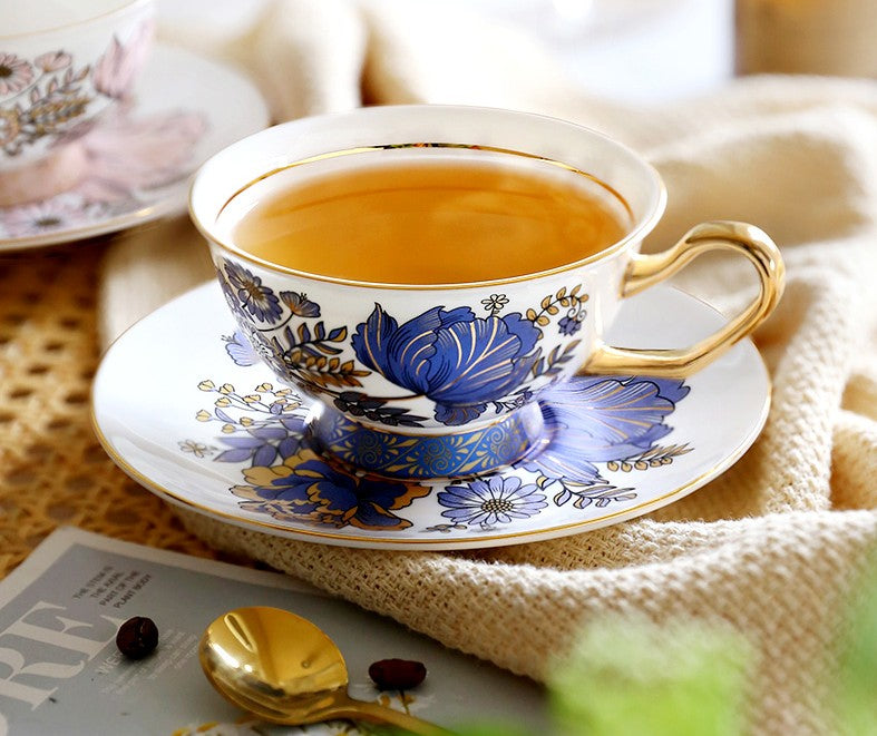 Elegant Ceramic Coffee Cups, Afternoon British Tea Cups, Unique Iris F