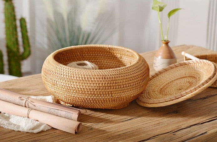 Vietnam Handmade Round Basket, Woven Basket, Woven Basket, Rustic Basket