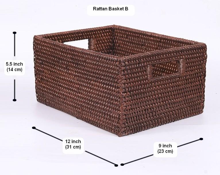 Woven Rectangular Basket for Shelves, Rattan Storage Basket, Storage B –  Paintingforhome