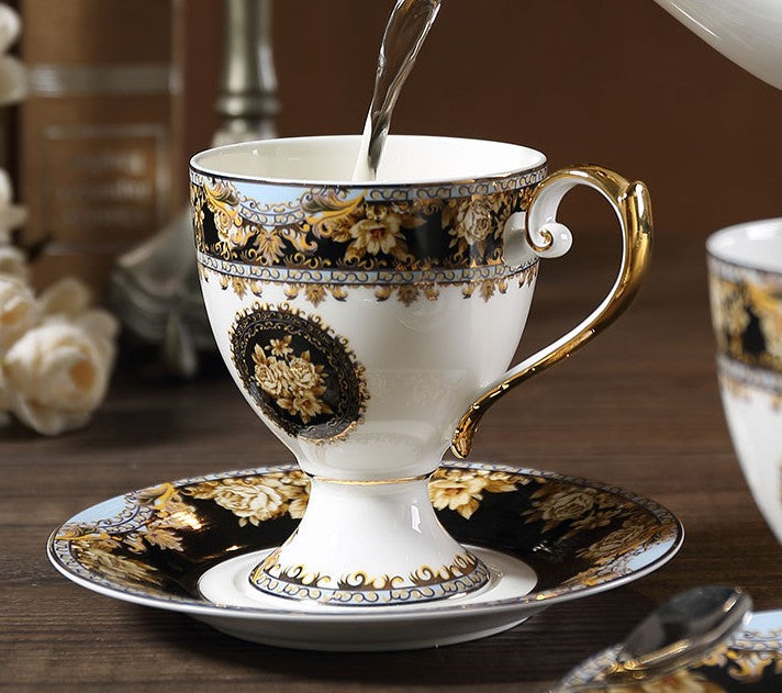 Royal Bone China Porcelain Tea Cup Set, Tea Cups and Saucers in Gift B
