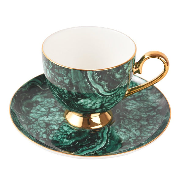Beautiful British Green Tea Cups, Unique Porcelain Cup and Saucer, Royal Ceramic Coffee Cups, Creative Bone China Porcelain Tea Cup Set-Paintingforhome