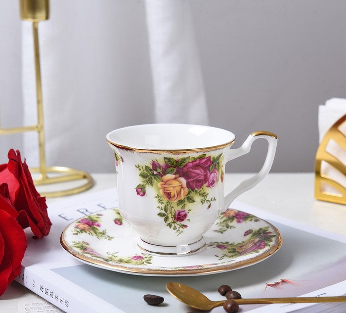 Beautiful British Flower Tea Cups, Unique Porcelain Cup and Saucer