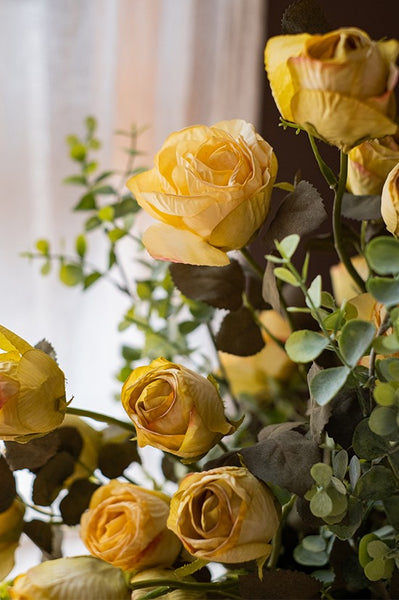 Bunch of Yellow Rose Flowers, Artificial Floral for Dining Room Table, Bedroom Flower Arrangement Ideas, Botany Plants, Creative Flower Arrangement Ideas for Home Decoration, Wedding Flowers-Paintingforhome