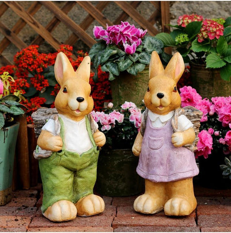 Garden Animal Statues, Large Garden Statues, Large Rabbit Statue for Garden, Bunny Flower Pot, Garden Ornament, Gardening Decoration Ideas-Paintingforhome