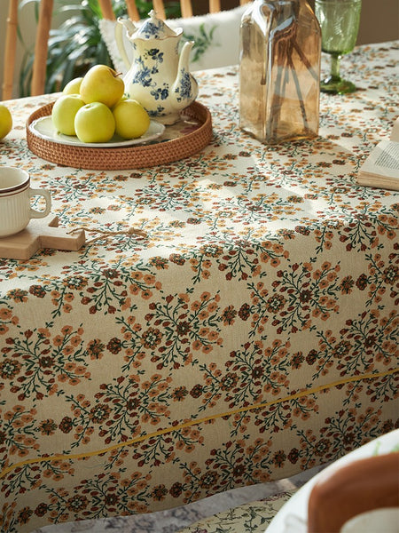 Spring Flower Pattern Tablecloth for Home Decoration, Extra Large Rectangle Tablecloth for Dining Room Table, Large Square Tablecloth for Round Table-Paintingforhome