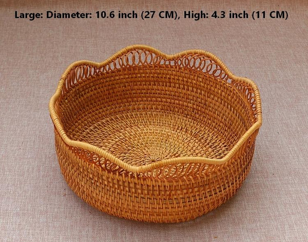 Woven Round Storage Basket, Cute Small Rattan Woven Baskets, Fruit Storage Basket, Storage Baskets for Kitchen-Paintingforhome