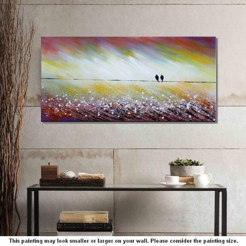 Simple Abstract Painting, Living Room Wall Art Ideas, Love Birds Painting, Acrylic Painting for Sale, Bedroom Canvas Painting-Paintingforhome