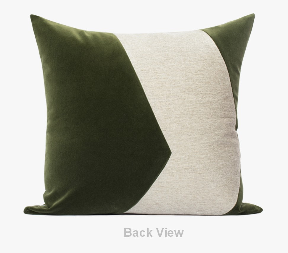 Large Square Modern Throw Pillows for Couch, Green Geometric Modern So