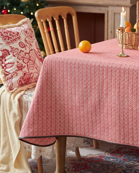Simple Modern Rectangle Tablecloth for Dining Room Table, Knitted Plaid Embroidery Farmhouse Table Cloth, Square Tablecloth for Round Table-Paintingforhome