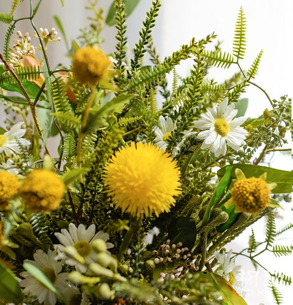 Beautiful Modern Artificial Flowers for Dining Room Table, Dandelion, Wheat Branch, Eucalyptus Globulus, Unique Flower Arrangement for Home Decoration-Paintingforhome