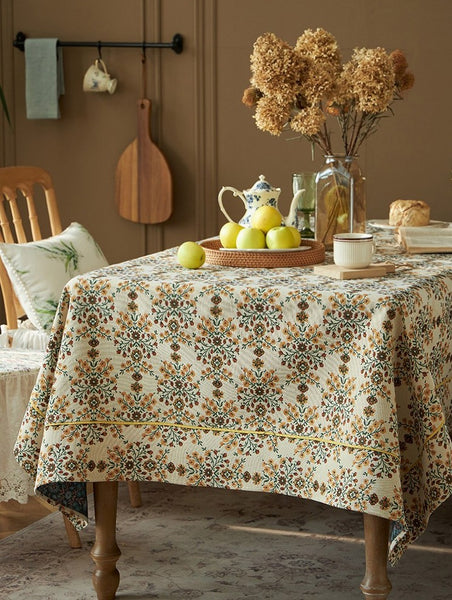 Spring Flower Pattern Tablecloth for Home Decoration, Extra Large Rectangle Tablecloth for Dining Room Table, Large Square Tablecloth for Round Table-Paintingforhome