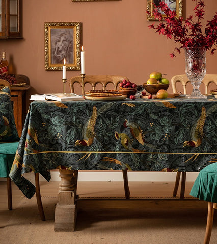 Nightingale Bird Tablecloth, Farmhouse Table Cloth, Blue Rectangle Tablecloth for Dining Room Table, Square Tablecloth, Waterproof Tablecloth-Paintingforhome