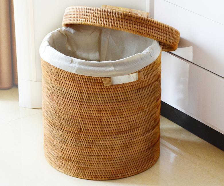 Large Laundry Storage Basket with Lid, Large Rattan Storage Basket for –  Paintingforhome
