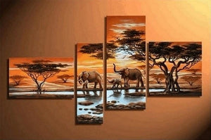 African Painting Sunset Animal Painting, African Painting, Living Room Wall Art, Modern Art, Contemporary Art, Modern Art-Paintingforhome