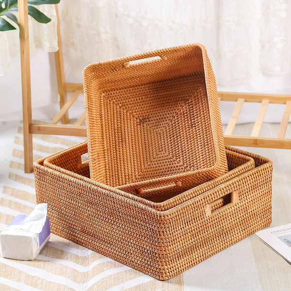 Extra Large Woven Baskets for Living Room, Storage Baskets for Clothes, Storage Baskets for Kitchen, Rectangular Storage Basket for Bedroom, Storage Baskets for Shelves-Paintingforhome