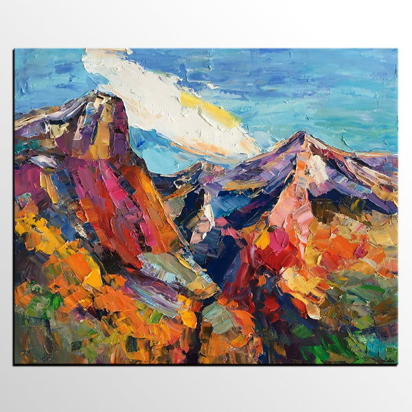 Abstract Art Landscape, Canvas Wall Art Paintings, Mountain Landscape Painting, Custom Landscape Oil Painting-Paintingforhome