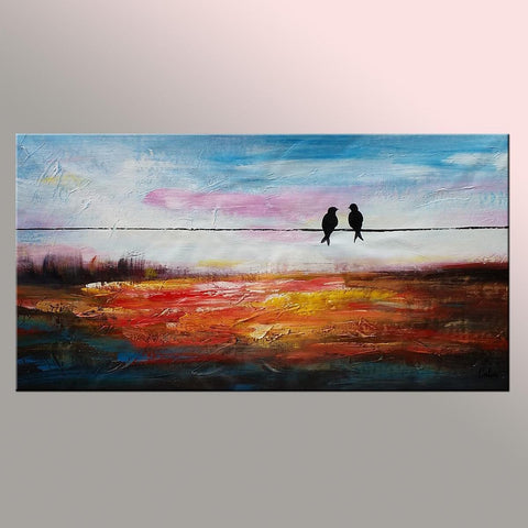 Contemporary Abstract Artwork, Wall Art, Modern Art, Love Birds Painting, Painting for Sale, Abstract Art Painting-Paintingforhome