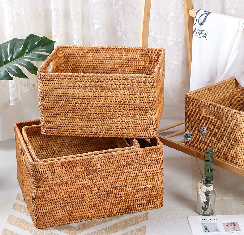 Rattan Storage Baskets, Storage Basket for Shelves, Rectangular Storag –  Paintingforhome