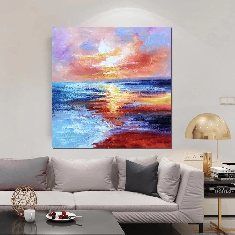 Sunset Painting, Acrylic Paintings for Living Room, Abstract Acrylic P, image size:1000x1000