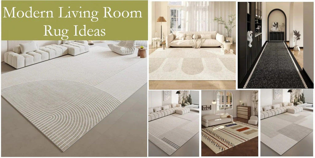 Modern Living Room Rug Ideas, Round Area Rugs, Large Geometric Modern Rugs, Living Room Rug Placement, Contemporary Mid Century Rugs