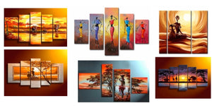 Beautiful African Landscape Paintings, African Woman Paintings, Huge Canvas Paintings for Sale, Acrylic African Wall Art Paintings, African Painting on Canvas
