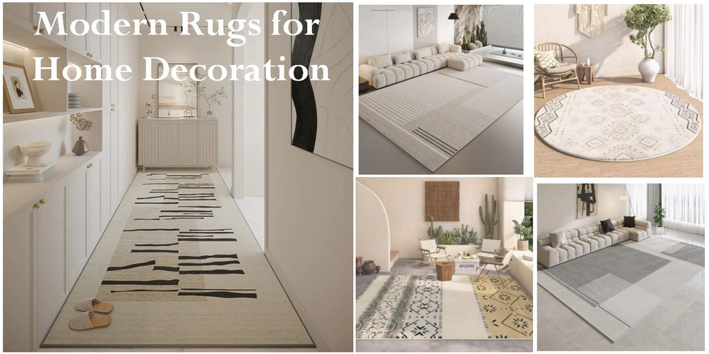 Modern Rugs for Living Room, Modern Rugs Next to Bed, Long Runner Rugs for Hallway, Contemporary Modern Area Rugs, Gemetric Floor Carpets for Sale