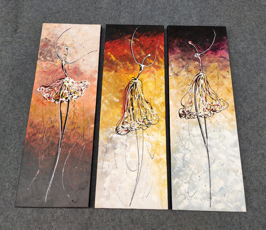 Painting Samples of Ballet Dancers Painting, 3 Piece Canvas Art, Acrylic Painting for Bedroom