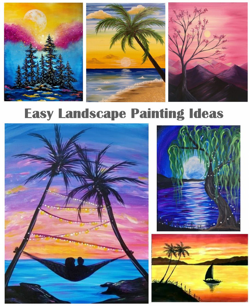 30 Easy Painting Ideas for Beginners, Easy Landscape Paintings, Simple –  Paintingforhome