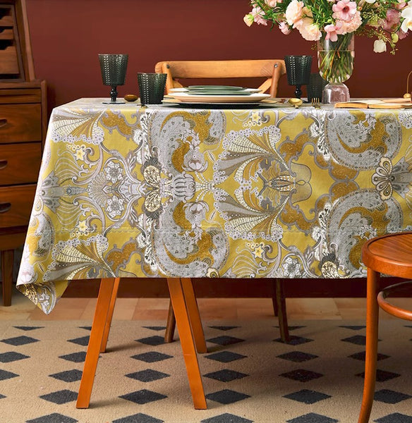 Farmhouse Table Cloth, Wedding Tablecloth, Square Tablecloth for Round Table, Dining Room Flower Table Cloths, Cotton Rectangular Table Covers for Kitchen-Paintingforhome