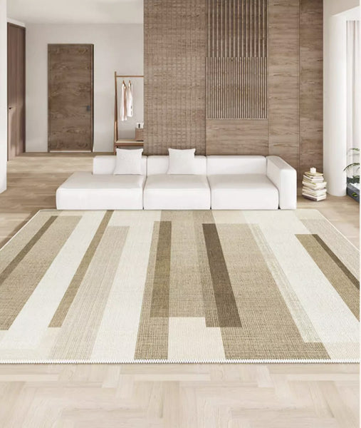 Contemporary Carpet for Study Room, Modern Rugs in Dining Room, Large Modern Area Rugs in Living Room, Beige Geometric Modern Rugs-Paintingforhome