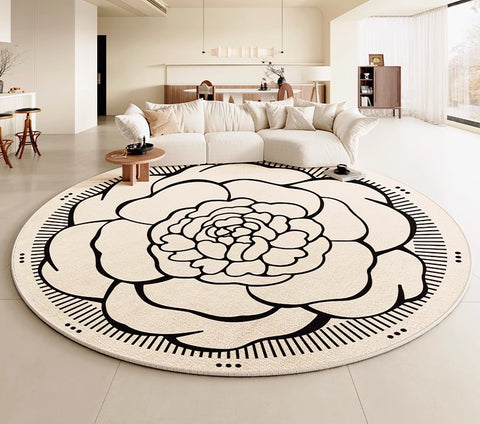 Modern Rug Ideas for Living Room, Bedroom Modern Round Rugs, Dining Room Contemporary Round Rugs, Circular Modern Rugs under Chairs-Paintingforhome
