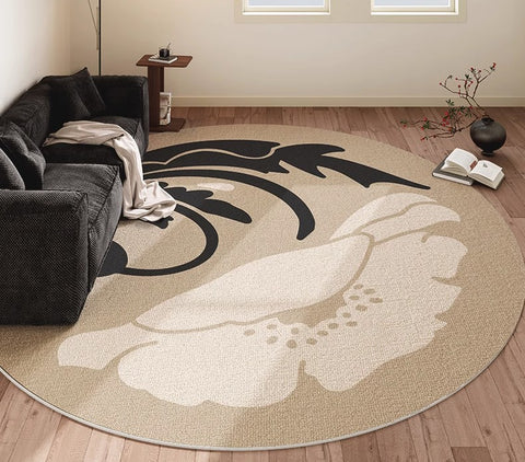 Bathroom Modern Round Rugs, Circular Modern Rugs under Coffee Table, Round Modern Rugs in Living Room, Round Contemporary Modern Rugs for Bedroom-Paintingforhome